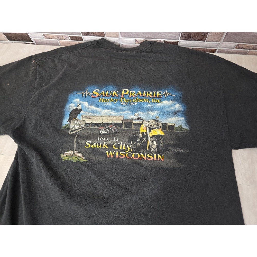 Vintage 2000 Harley Davidson Sauk Prairie WI HOG Hospital T-Shirt XL Free Spirit - Picture 14 of 16